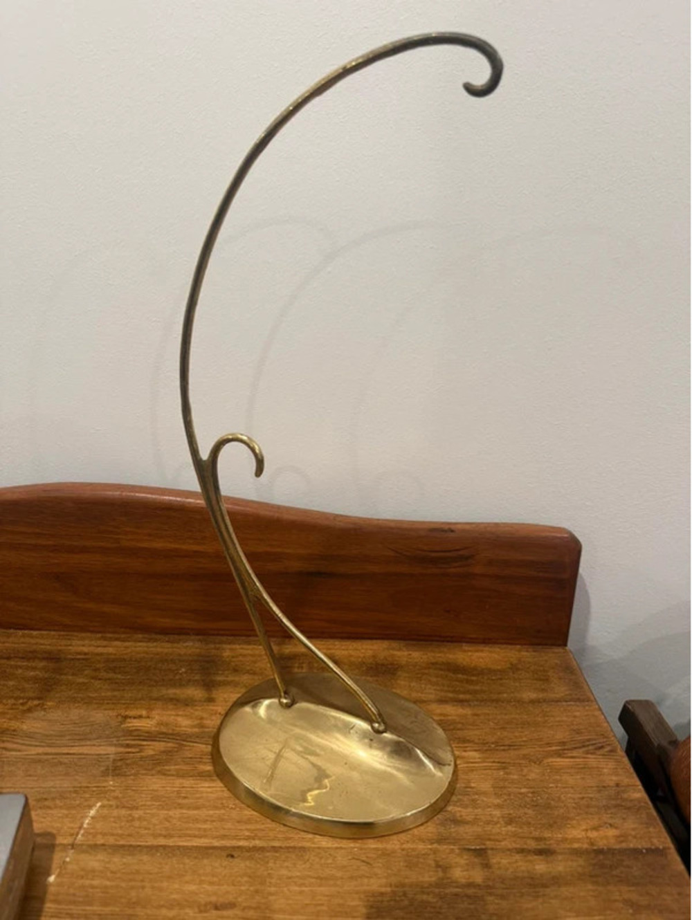 Vintage Brass Banana Hanger Stand England Double Hook